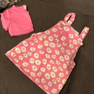 Pink Denim Floral Kids Dress